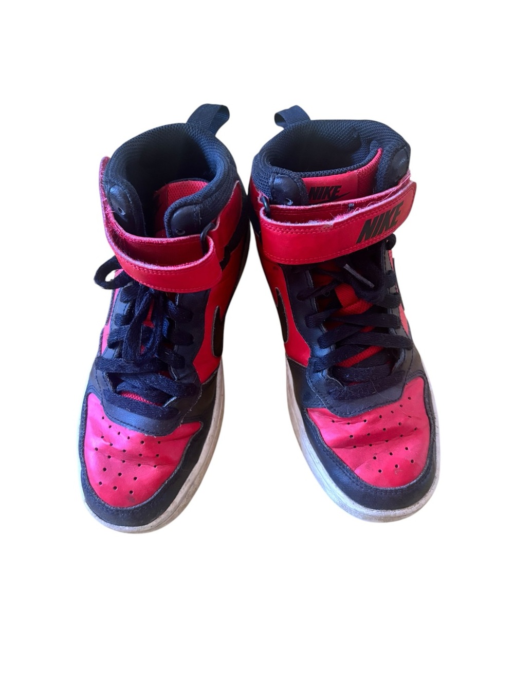 Nike Kids High-Top Sneakers in Red and Black